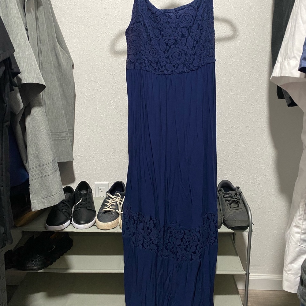 Torrid blue maxi dress with lace panels